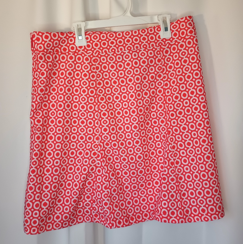 Ripskirt Hawaii Wrap Skirt Medium Length 2 Red White Geo Print 60s Mod Beach - Picture 3 of 8